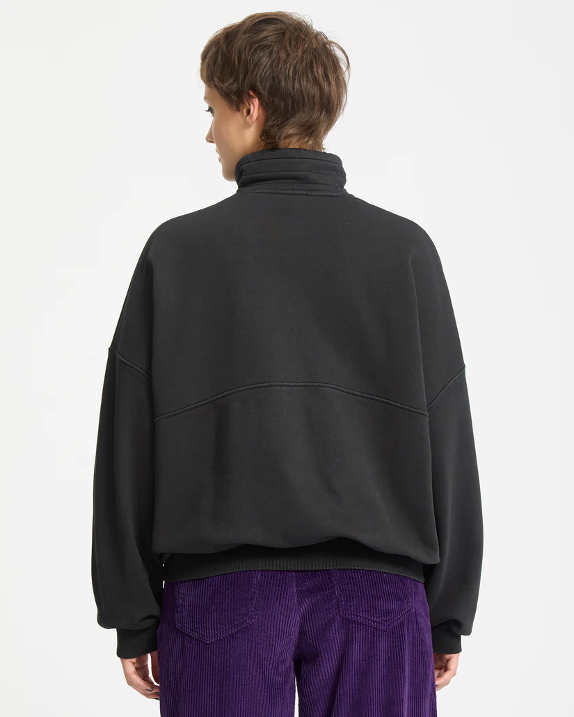 γυναικείο φούτερ χωρίς κουκούλα σε γκρι σκούρο χρώμα από την volcom, reetrostone sweatshirt