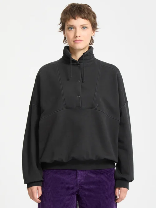 γυναικείο φούτερ χωρίς κουκούλα σε γκρι σκούρο χρώμα από την volcom, reetrostone sweatshirt