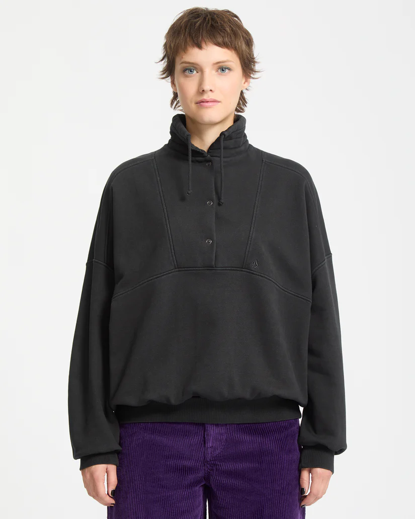 γυναικείο φούτερ χωρίς κουκούλα σε γκρι σκούρο χρώμα από την volcom, reetrostone sweatshirt