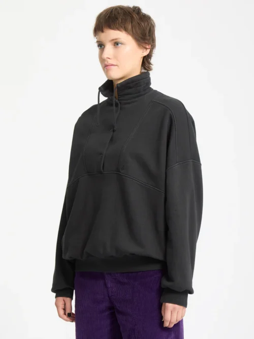 γυναικείο φούτερ χωρίς κουκούλα σε γκρι σκούρο χρώμα από την volcom, reetrostone sweatshirt