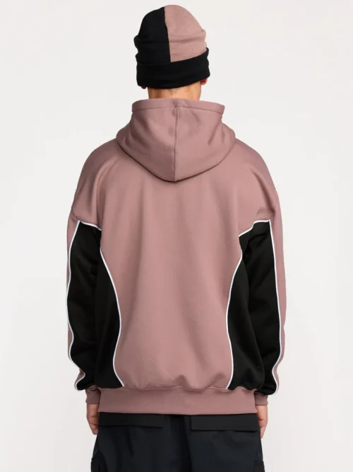 ανδρικό φαρδύ φούτερ με διχρωμία ροζ και μαύρο από την volcom, vital hydro hoodie mauve