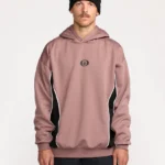 ανδρικό φαρδύ φούτερ με διχρωμία ροζ και μαύρο από την volcom, vital hydro hoodie mauve