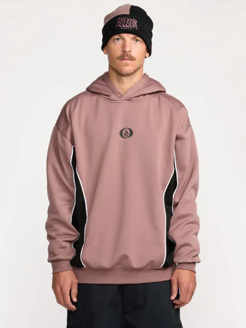 ανδρικό φαρδύ φούτερ με διχρωμία ροζ και μαύρο από την volcom, vital hydro hoodie mauve