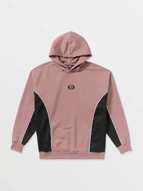 ανδρικό φαρδύ φούτερ με διχρωμία ροζ και μαύρο από την volcom, vital hydro hoodie mauve