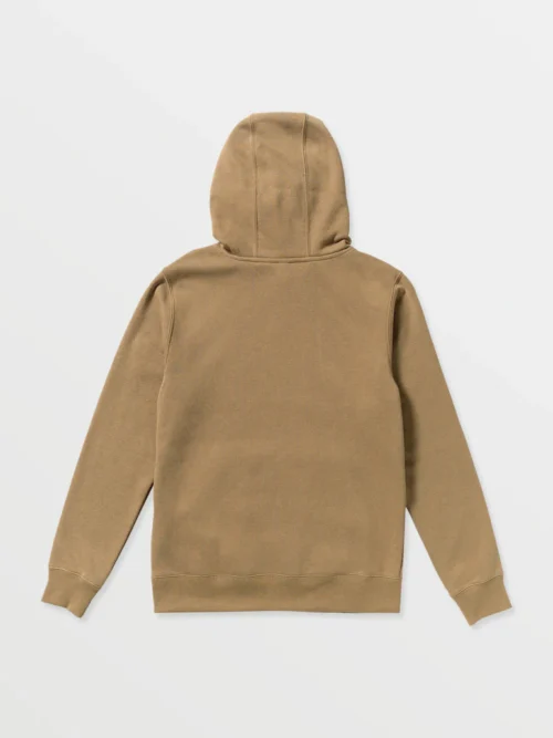 παιδικό φούτερ σε μπεζ χρώμα με τύπωμα στο μπροστινό μέρος από την volcom, youth essential hoodie