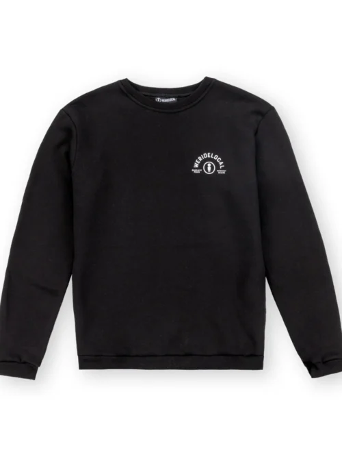 φούτερ σε μαύρο χρώμα με τύπωμα στο μπροστινό και πίσω μέρος από την we ride local, all terrain black crewneck