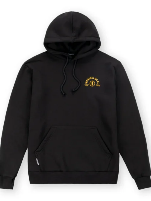 φούτερ με κουκούλα σε μαύρο χρώμα με τύπωμα στο μπροστινό και πίσω μέρος από την we ride local, all terrain black hoodie