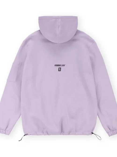 φούτερ σε λιλά χρώμα με τυπώματα από την we ride local, big shot lilac hoodie