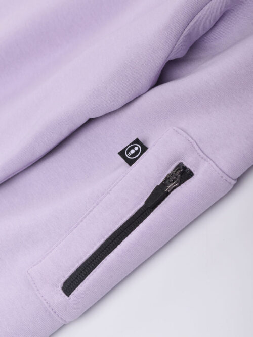 φούτερ σε λιλά χρώμα με τυπώματα από την we ride local, big shot lilac hoodie