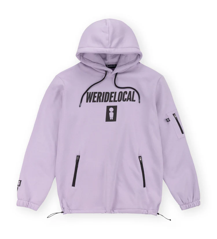 we-ride-local-big-shot-lilac-hoodie2 φούτερ σε λιλά χρώμα με τυπώματα από την we ride local, big shot lilac hoodie