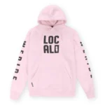 φούτερ σε ροζ χρώμα με τυπώματα από την we ride local, code baby pink hoodie