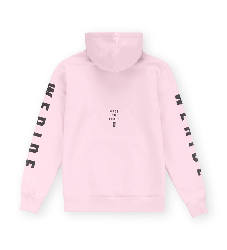φούτερ σε ροζ χρώμα με τυπώματα από την we ride local, code baby pink hoodie