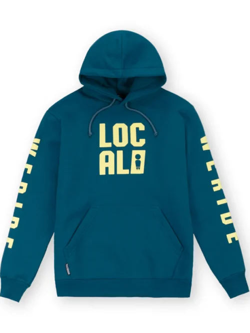φούτερ σε πράσινο σκούρο χρώμα με τυπώματα από την we ride local, code teal hoodie