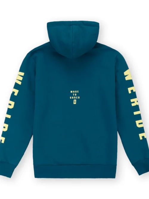 φούτερ σε πράσινο σκούρο χρώμα με τυπώματα από την we ride local, code teal hoodie