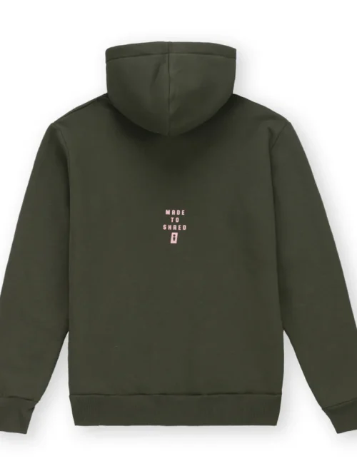 ζακέτα σε χακί χρώμα με τυπώματα στο μπροστινό και πίσω μέρος από την we ride local, division army zipped hoodie