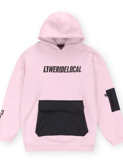 γυναικείο φούτερ σε ροζ χρώμα από την we ride local, enigma baby pink women hoodie