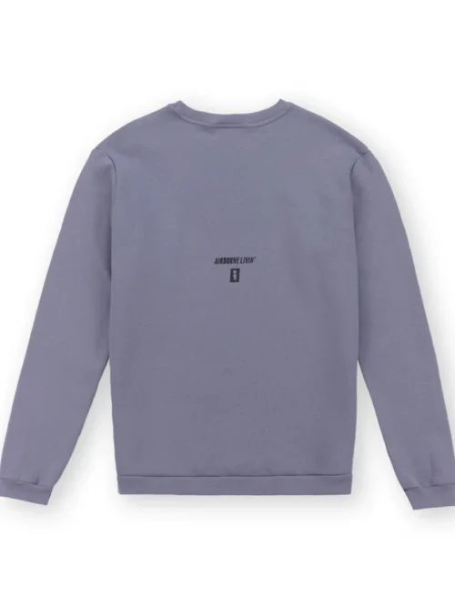 φούτερ χωρίς κουκούλα σε μωβ απαλό χρώμα με τύπωμα στο μπροστινό και πίσω μέρος από την we ride local, low rider pale violet crewneck