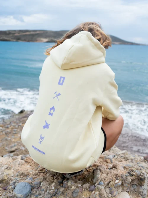unisex hoodie από την we ride local σε κίτρινο χρώμα