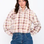 γυναικείο φλις φούτερ με καρό σχέδιο από την 24colors, womens fleece pullover