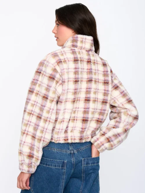 γυναικείο φλις φούτερ με καρό σχέδιο από την 24colors, womens fleece pullover