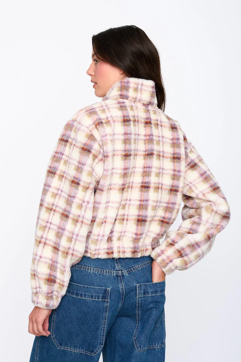 γυναικείο φλις φούτερ με καρό σχέδιο από την 24colors, womens fleece pullover