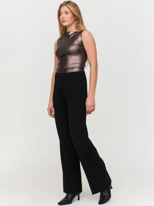 γυναικεία μεταλλική μπλούζα σε καφέ χρώμα από την 24colors, womens metallic top