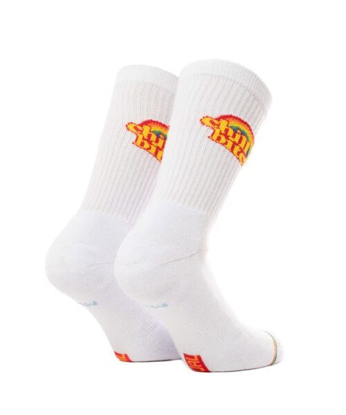 ανδρικές κάλτσες σε λευκό χρώμα με τυπώματα από την bee unusual, chill bitch socks