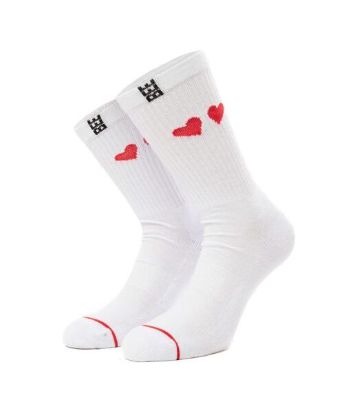 λευκές κάλτσες με σχέδια από την bee unusual, i really fcking love you socks