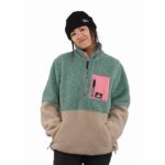 γυναικείο φλις φούτερ με φερμουάρ και διχρωμία πράσινο και μπεζ από την horsefeathers, elvira fleece sweatshirt