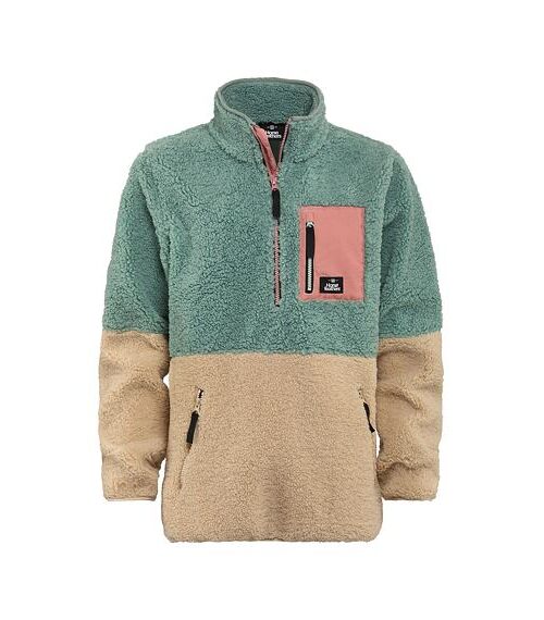 γυναικείο φλις φούτερ με φερμουάρ και διχρωμία πράσινο και μπεζ από την horsefeathers, elvira fleece sweatshirt