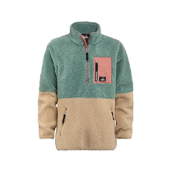 γυναικείο φλις φούτερ με φερμουάρ και διχρωμία πράσινο και μπεζ από την horsefeathers, elvira fleece sweatshirt