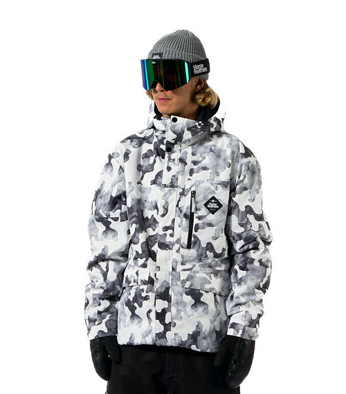 ανδρικό μπουφάν σε άσπρο χρώμα με camo print από την horsefeathers, ranger jacket