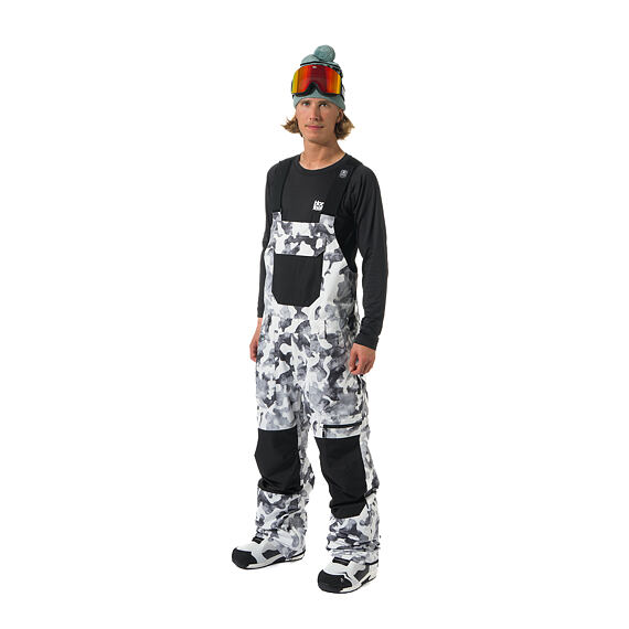 ανδρικό παντελόνι με τιράντες για χιονοδρομίες, σε ασπρόμαυρο χρώμα από την horsefeathers, transfer pants