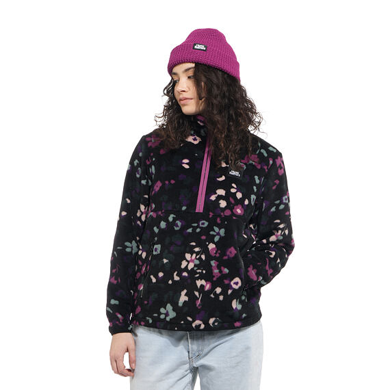 γυναικείο φλις φούτερ με μαύρο φόντο και πολύχρωμα σχέδιο από την horsefeathers, viva fleece sweatshirt