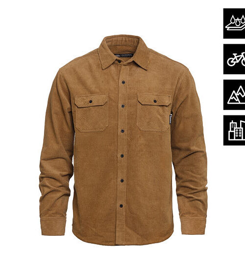 ανδρικό κοτλέ, αδιάβροχο πουκάμισο σε κάμελ χρώμα από την horsefeathers, dough shirt