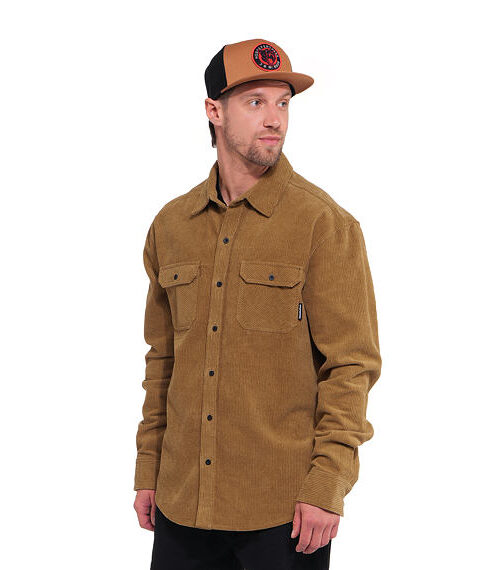 ανδρικό κοτλέ, αδιάβροχο πουκάμισο σε κάμελ χρώμα από την horsefeathers, dough shirt
