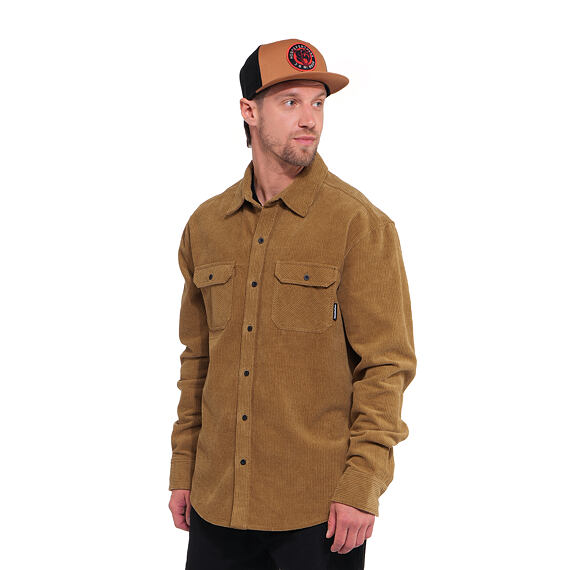 horsefeathers-water-repellent-technical-dough-shirt-camel-corduroy4 ανδρικό κοτλέ, αδιάβροχο πουκάμισο σε κάμελ χρώμα από την horsefeathers, dough shirt