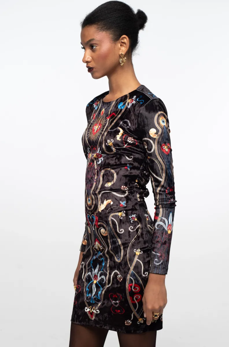 γυναικείο κοντό φόρεμα με διάφορα σχέδια από την peace and chaos, dusk bodycon dress