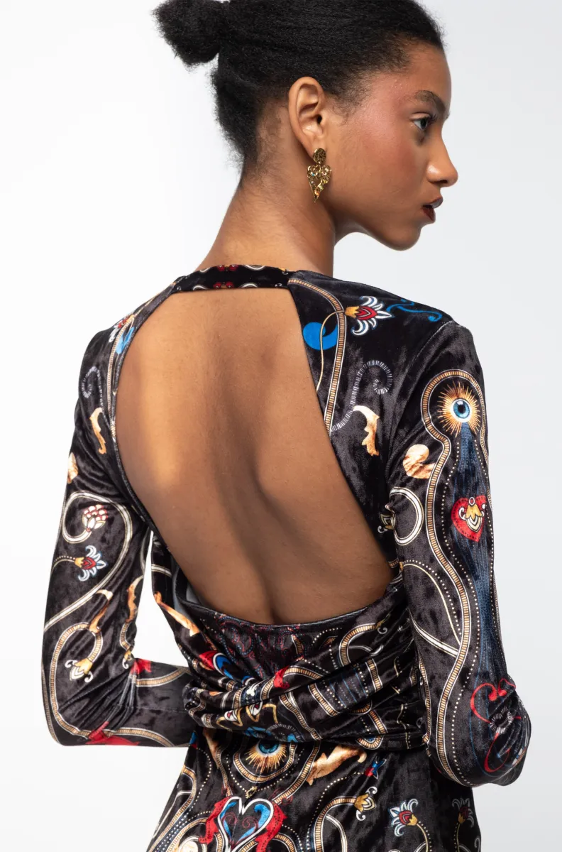 γυναικείο κοντό φόρεμα με διάφορα σχέδια από την peace and chaos, dusk bodycon dress