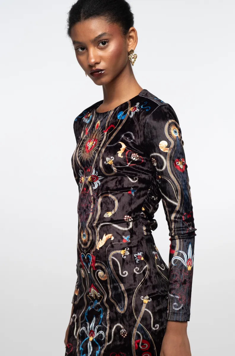 γυναικείο κοντό φόρεμα με διάφορα σχέδια από την peace and chaos, dusk bodycon dress