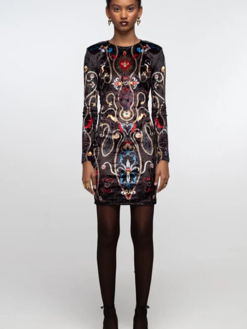 Peace & Chaos Dusk Bodycon Dress - Velvet Φόρεμα - Image 8