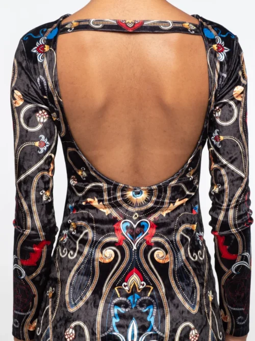 γυναικείο βελούδινο φόρεμα με διάφορα σχέδια και ανοιχτή πλάτη από την peace and chaos, dusk slit dress velvet