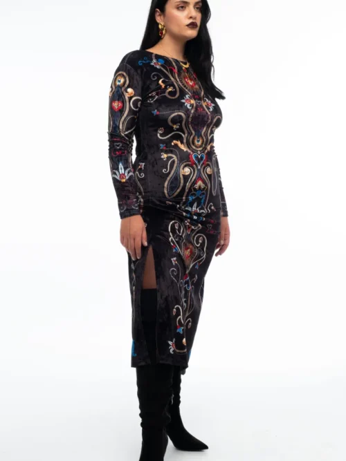 Peace & Chaos Dusk Slit Dress - Velvet Φόρεμα - Image 12