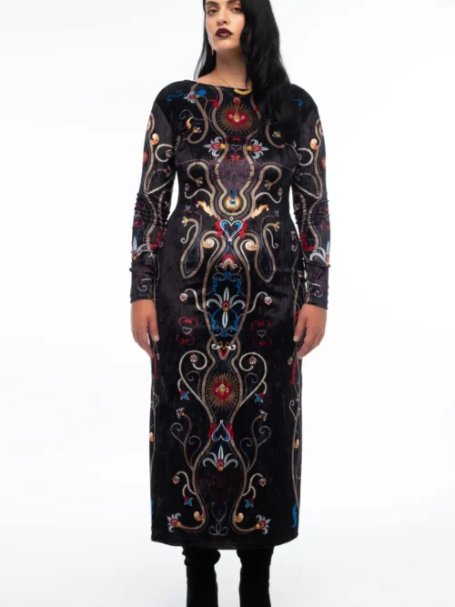 Peace & Chaos Dusk Slit Dress - Velvet Φόρεμα - Image 9