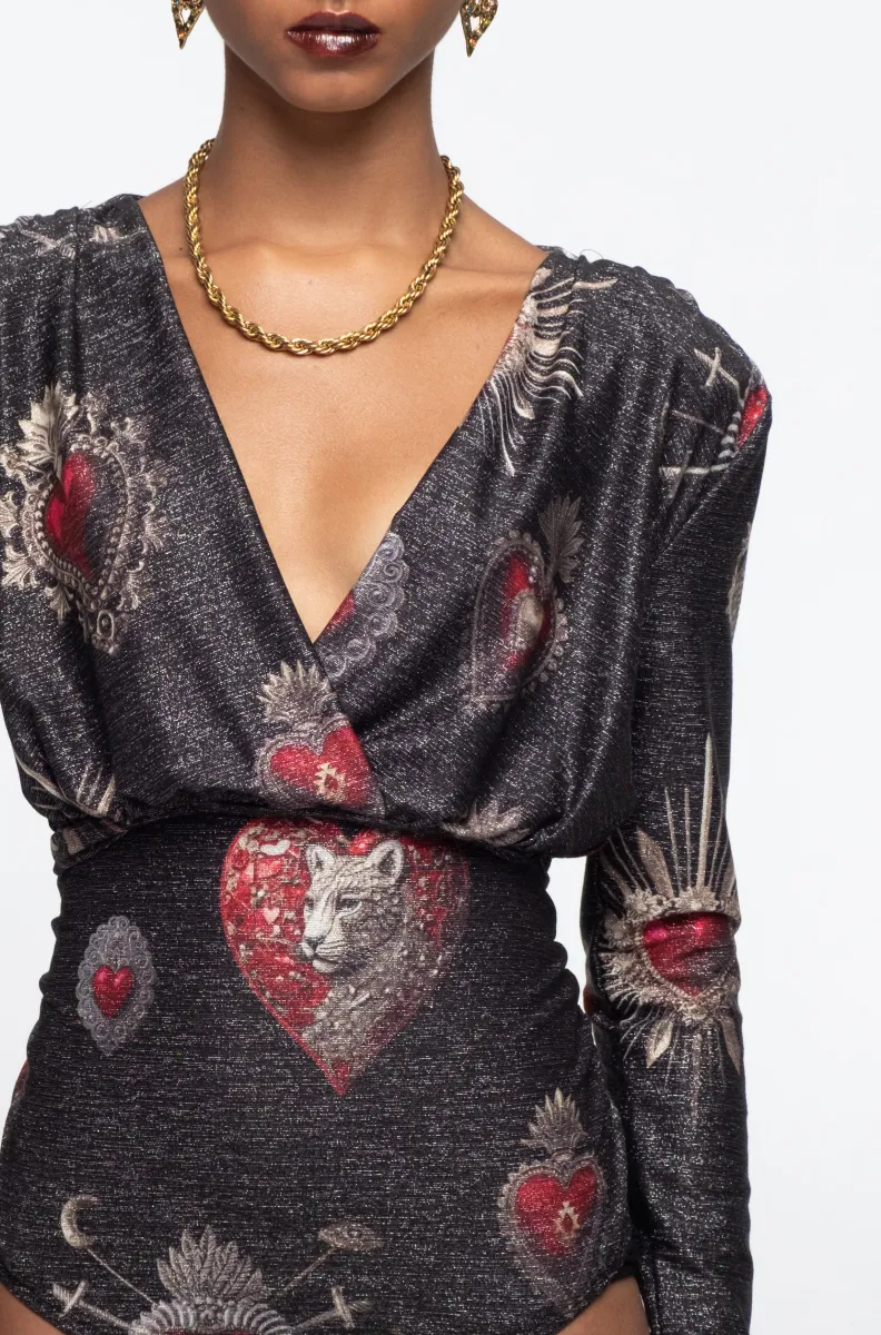 γυναικείο κορμάκι με ιδιαίτερο σχέδιο από την peace and chaos, elisium bodysuit