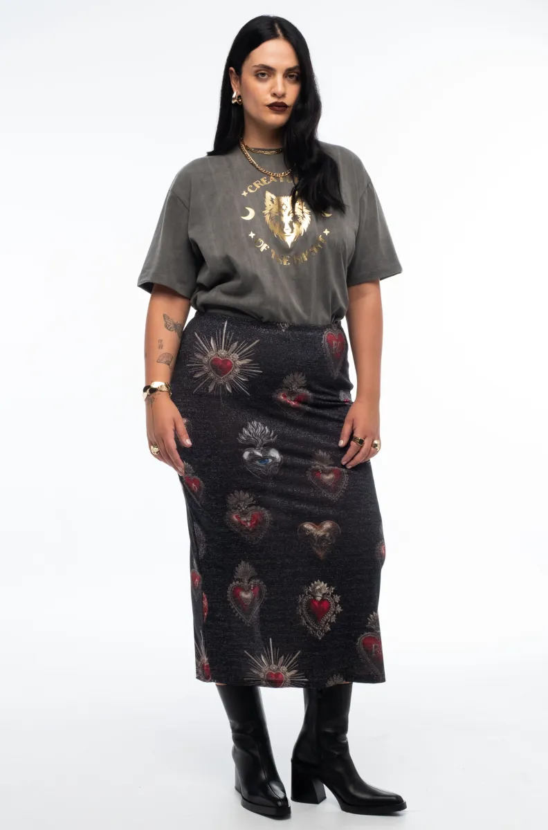 peace-and-chaos-elisium-midi-skirt-lurex6 γυναικεία φούστα με γυαλάδα και διάφανα σχέδια από την peace and chaos, elisium midi skirt