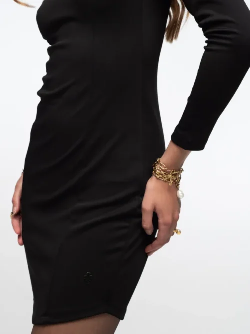 γυναικείο κοντό μαύρο φόρεμα με έναν ώμο από την peace and chaos, obsidian bodycon dress