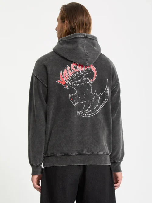 ανδρικό φούτερ σε γκρι χρώμα με τύπωμα στο μπροστινό και πίσω μέρος από την volcom, nightwasher hoodie