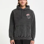 ανδρικό φούτερ σε γκρι χρώμα με τύπωμα στο μπροστινό και πίσω μέρος από την volcom, nightwasher hoodie