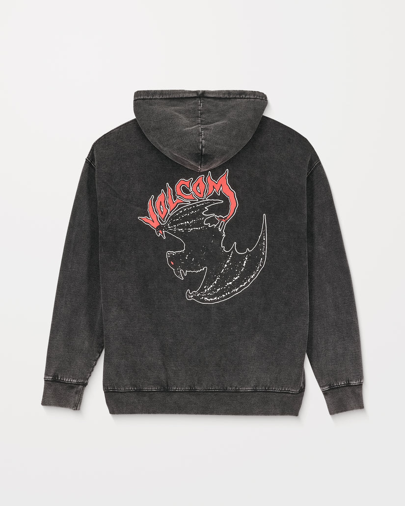 ανδρικό φούτερ σε γκρι χρώμα με τύπωμα στο μπροστινό και πίσω μέρος από την volcom, nightwasher hoodie